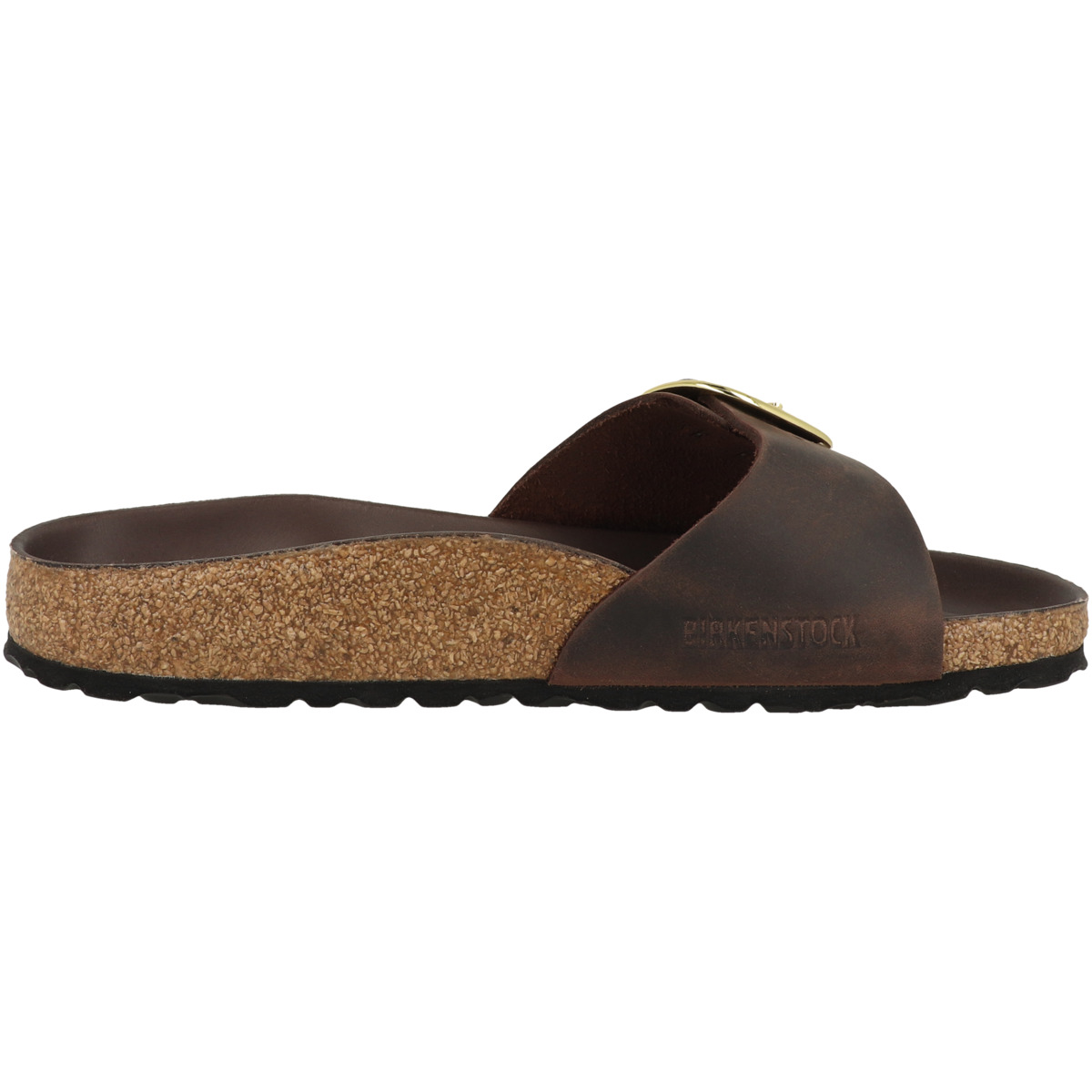 Birkenstock Madrid Big Buckle geöltes Nubukleder Sandale schmal dunkelbraun