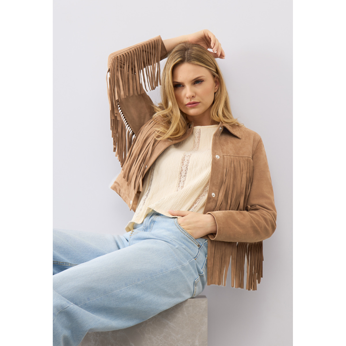 Bolongaro Trevor Nora Fringe Jacket Lederjacke braun