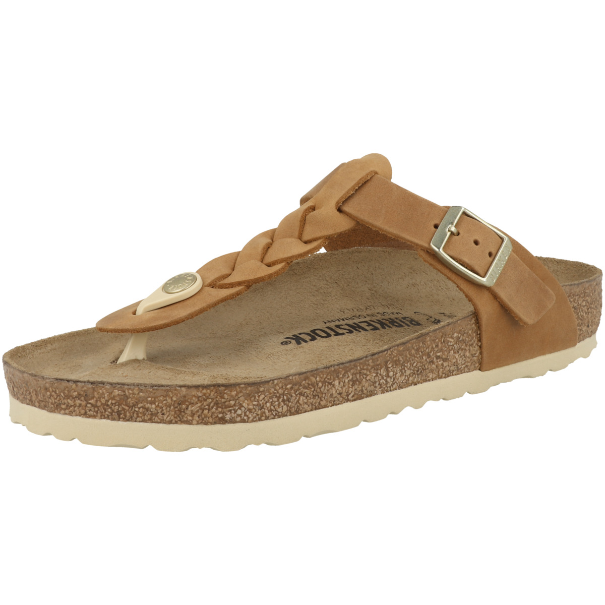 Birkenstock Gizeh Braided geöltes Nubukleder Zehensandale normal braun