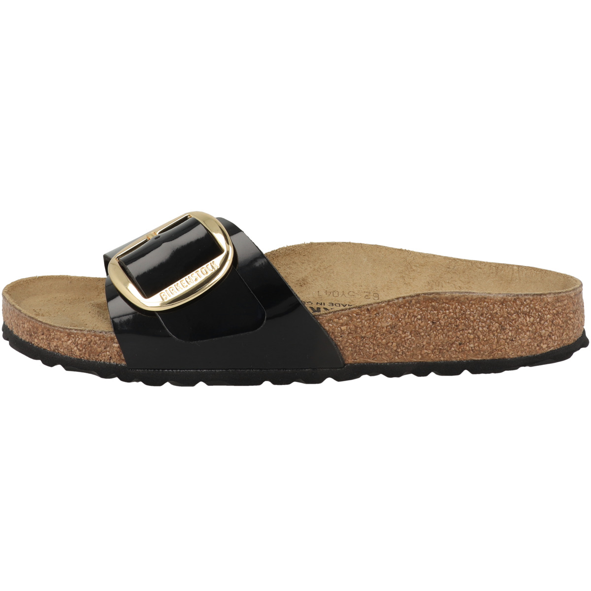 Birkenstock Madrid Big Buckle Birko-Flor Patent Pantolette schmal schwarz