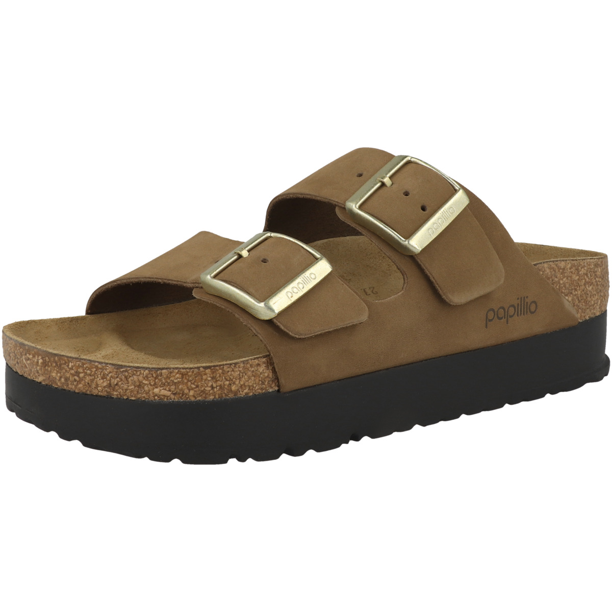 Birkenstock Papillio Arizona Flex Platform Nubukleder Sandale schmal braun