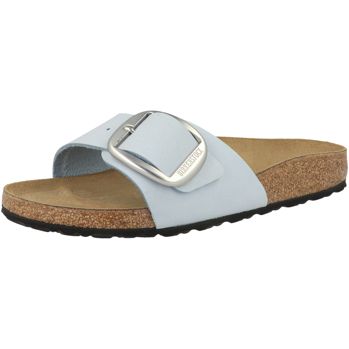 Birkenstock Madrid Big Buckle Nubukleder Sandale schmal hellblau