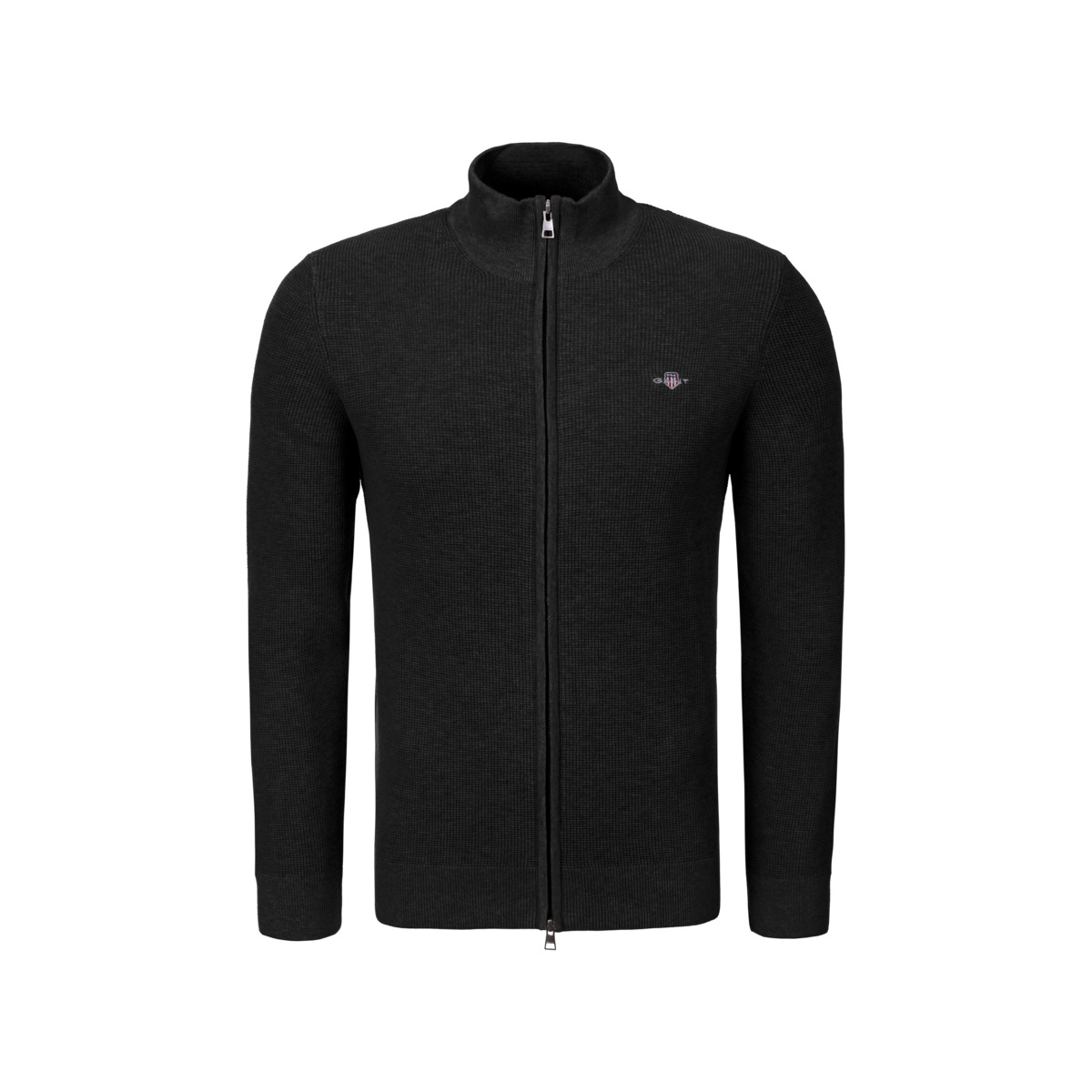 GANT Micro Textured Cotton Zip  Strickjacke schwarz