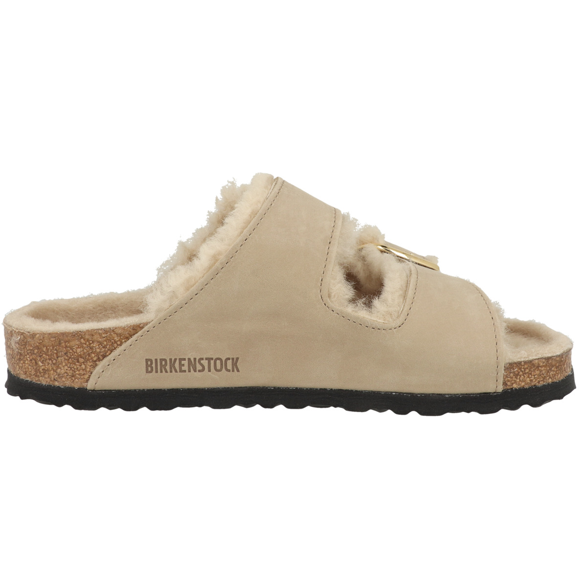 Birkenstock Arizona Big Buckle Lammfell geöltes Nubukleder Sandale normal dunkelbraun