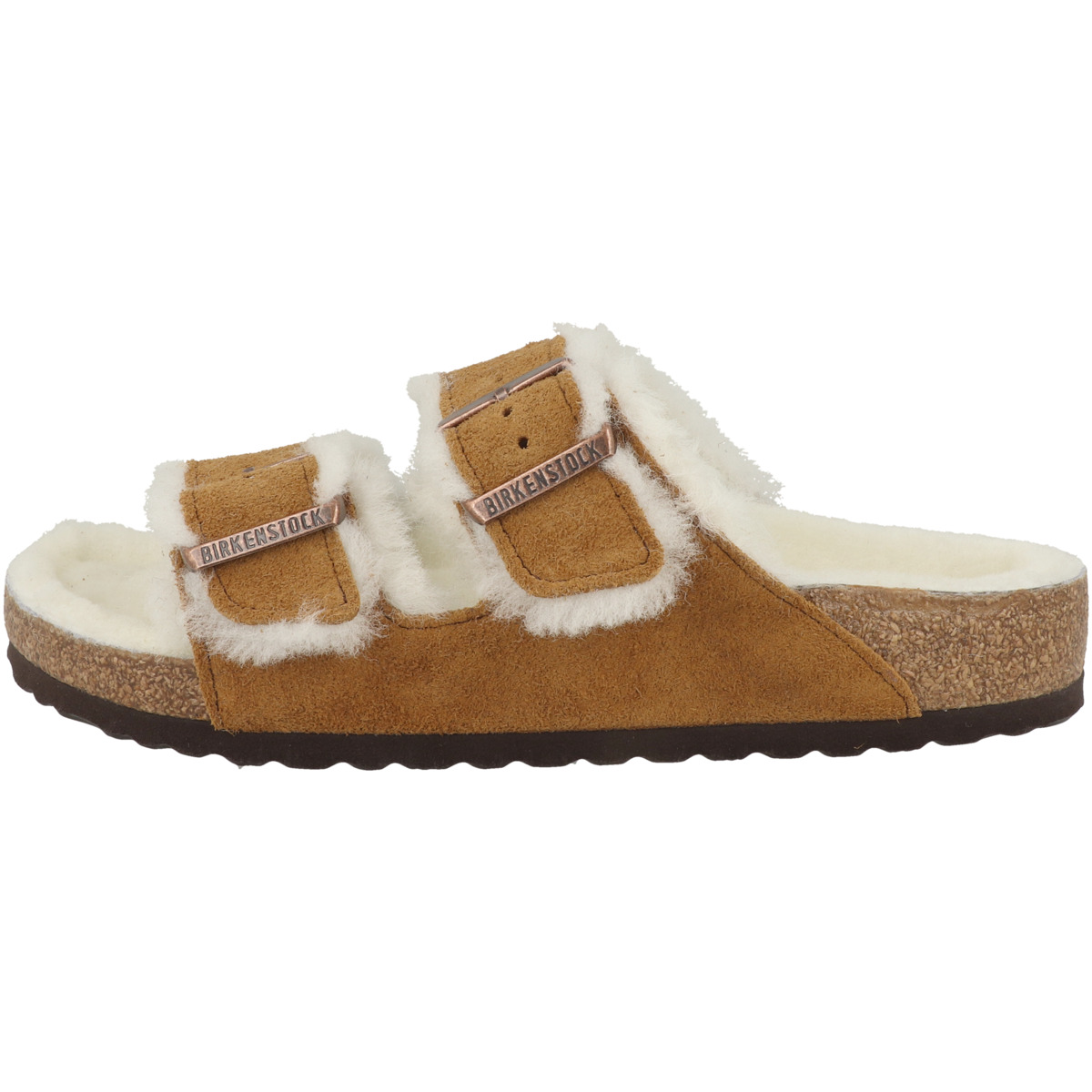 Birkenstock Arizona Lammfell Veloursleder Sandale normal hellbraun