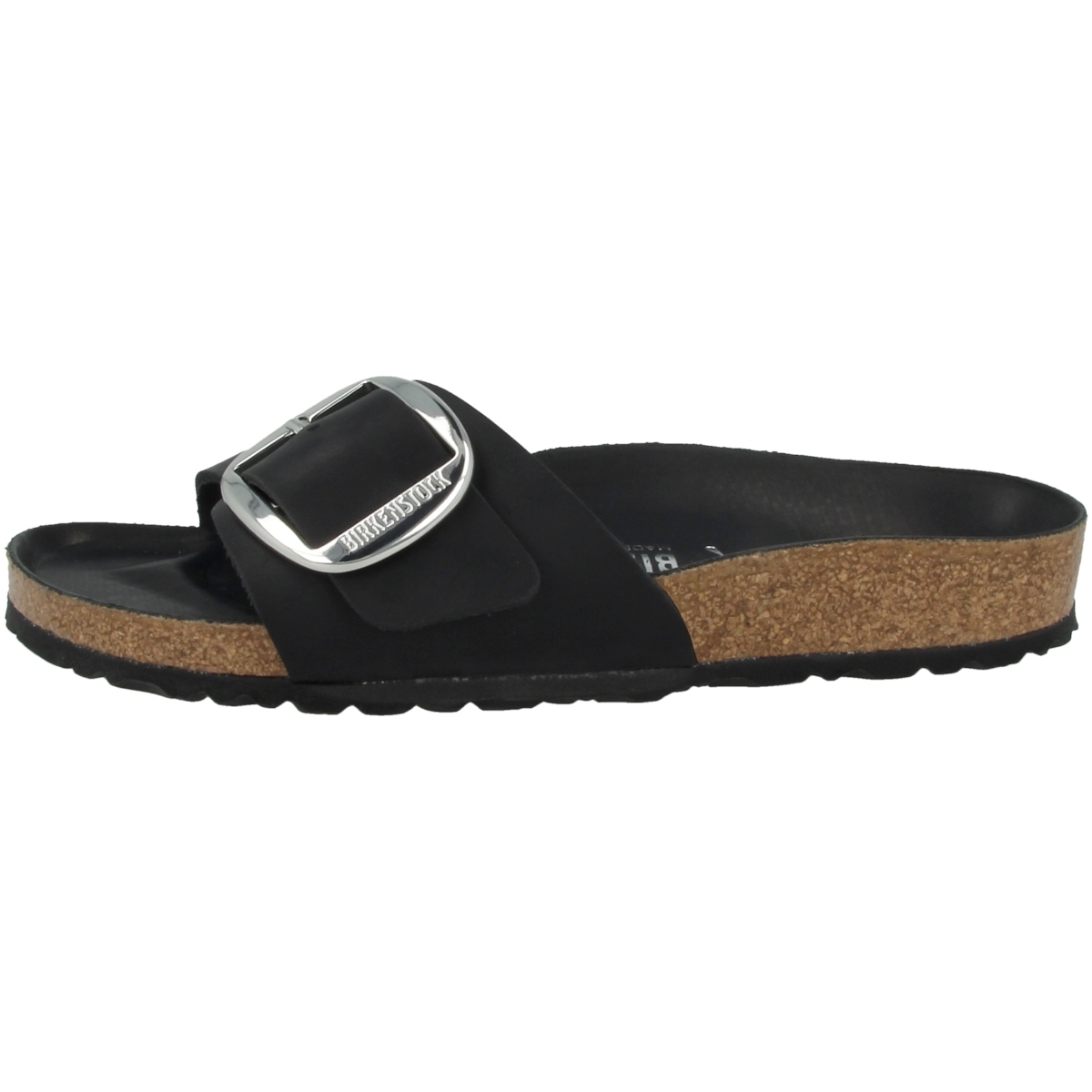 Birkenstock Madrid Big Buckle geöltes Nubukleder Sandale schmal  schwarz