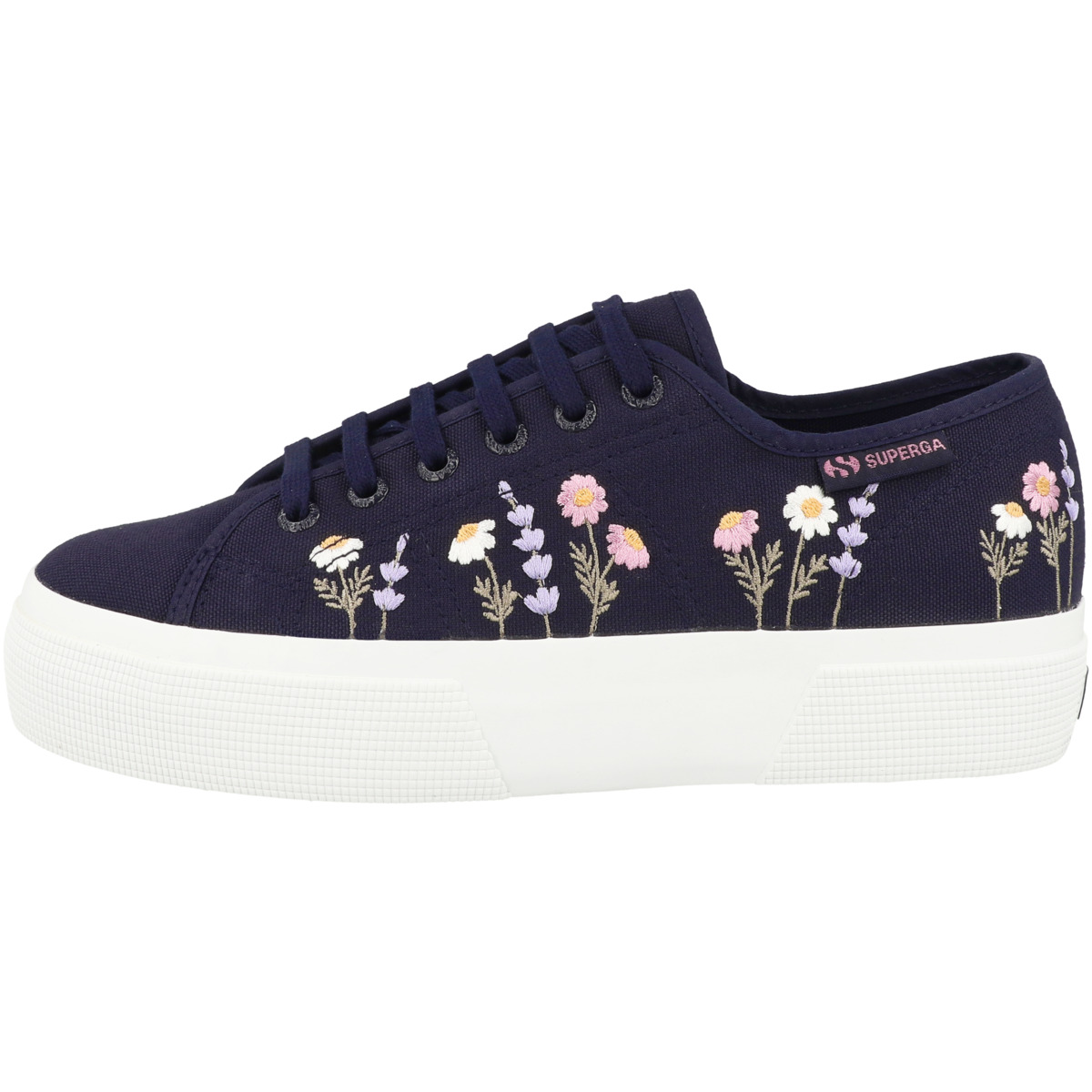 Superga 3740 Platform Flower Embroidery Sneaker low dunkelblau