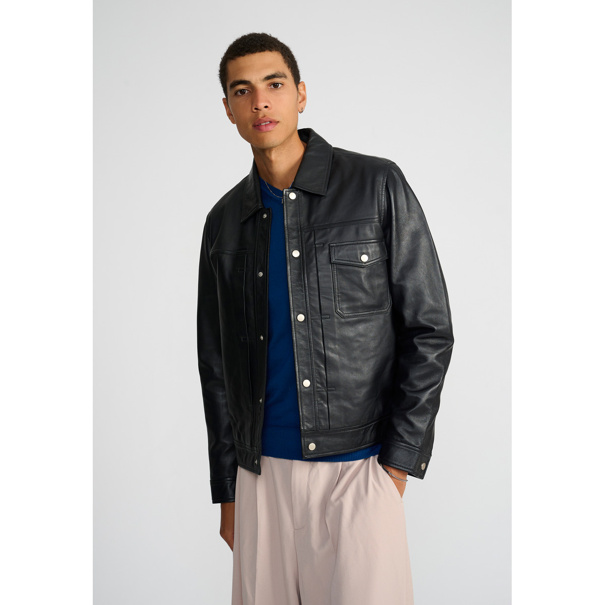 Bolongaro Trevor Carlos Trucker Lederjacke schwarz