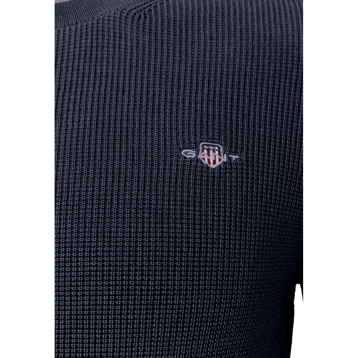 GANT Micro Textured Cotton C-Neck Pullover dunkelblau