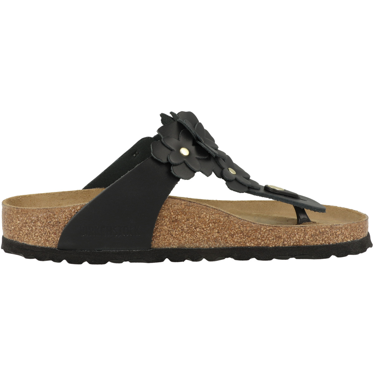 Birkenstock Gizeh Flowers Naturleder Zehensandale normal schwarz