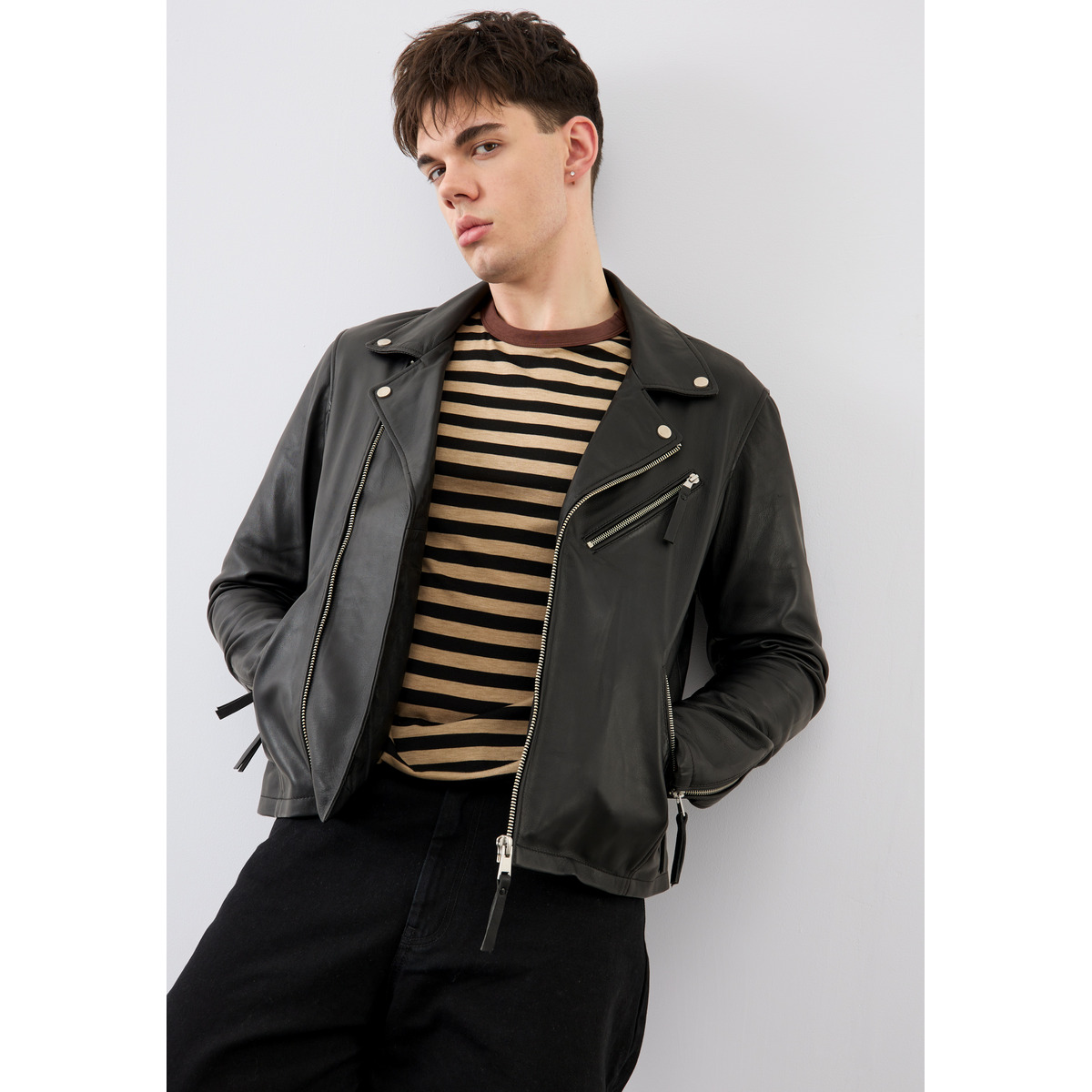 Bolongaro Trevor Arlo Biker Lederjacke schwarz