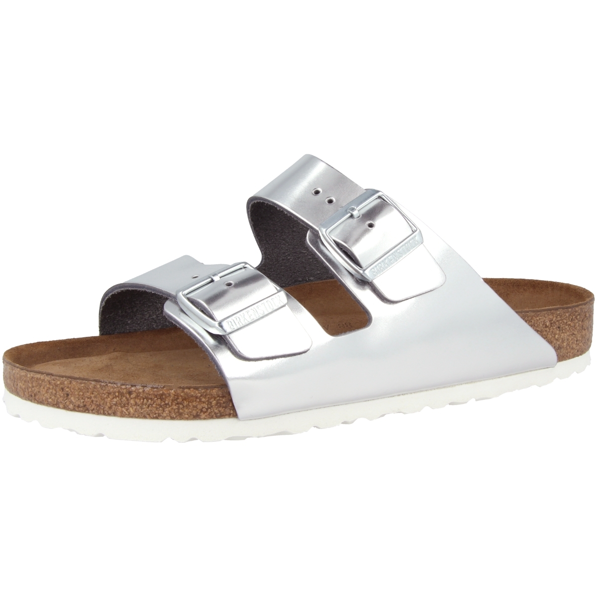 Birkenstock Arizona SFB Naturleder Sandale Weichbettung normal silber