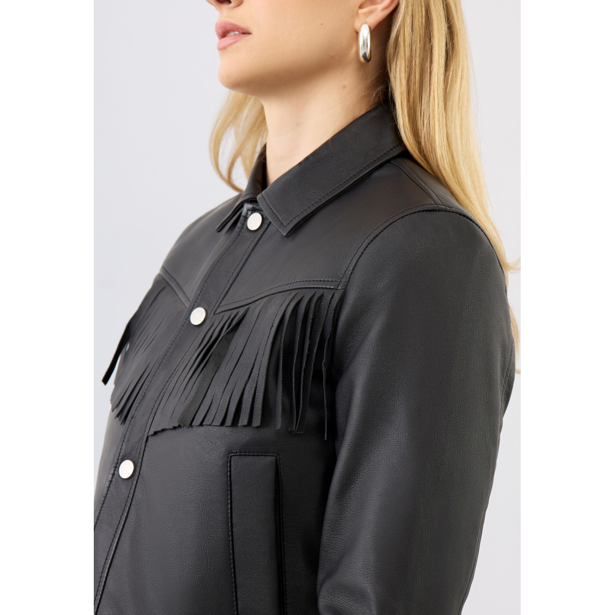 Bolongaro Trevor Ginny Fringe Jacket Lederjacke schwarz
