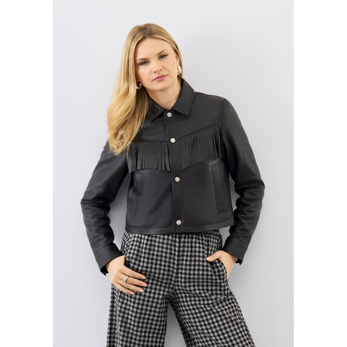 Bolongaro Trevor Ginny Fringe Jacket Lederjacke schwarz