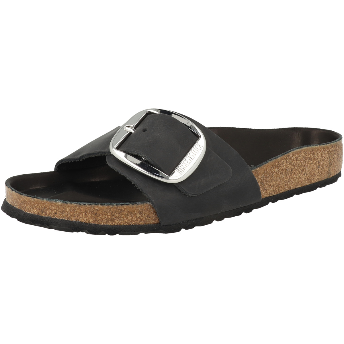 Birkenstock Madrid Big Buckle geöltes Nubukleder Sandale normal schwarz