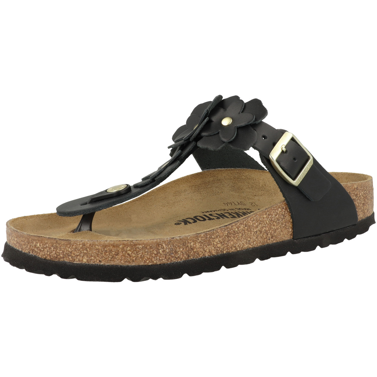 Birkenstock Gizeh Flowers Naturleder Zehensandale normal schwarz
