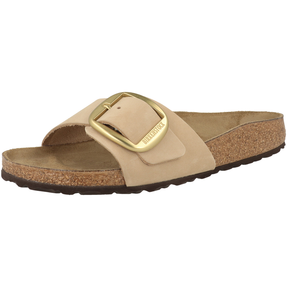 Birkenstock Madrid Big Buckle Nubukleder Sandale schmal hellbraun