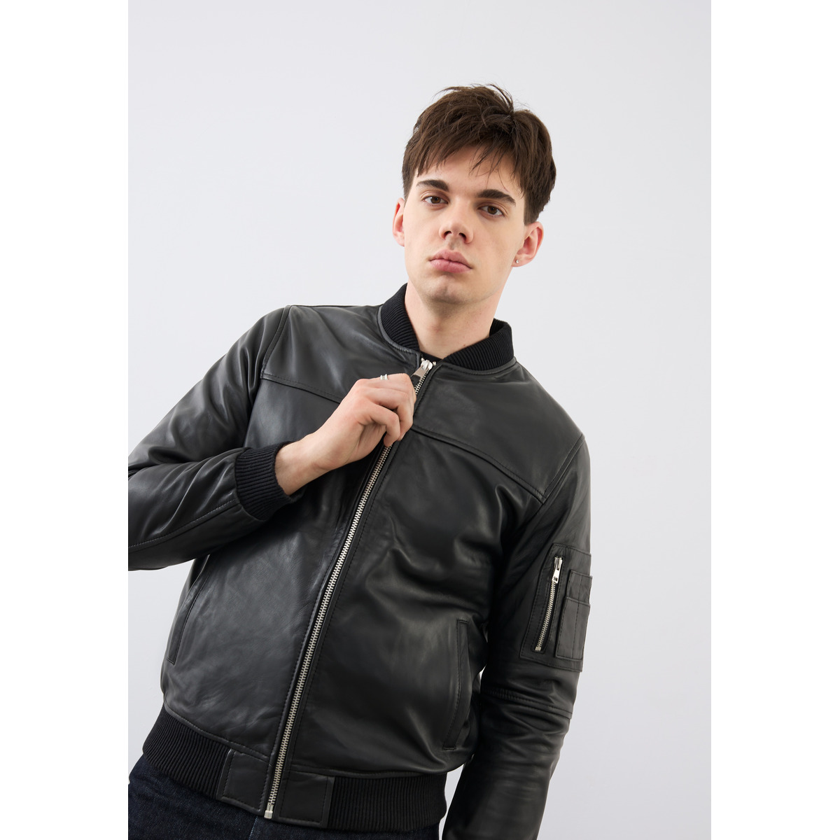 Bolongaro Trevor Ma1 Max Bomber Lederjacke schwarz