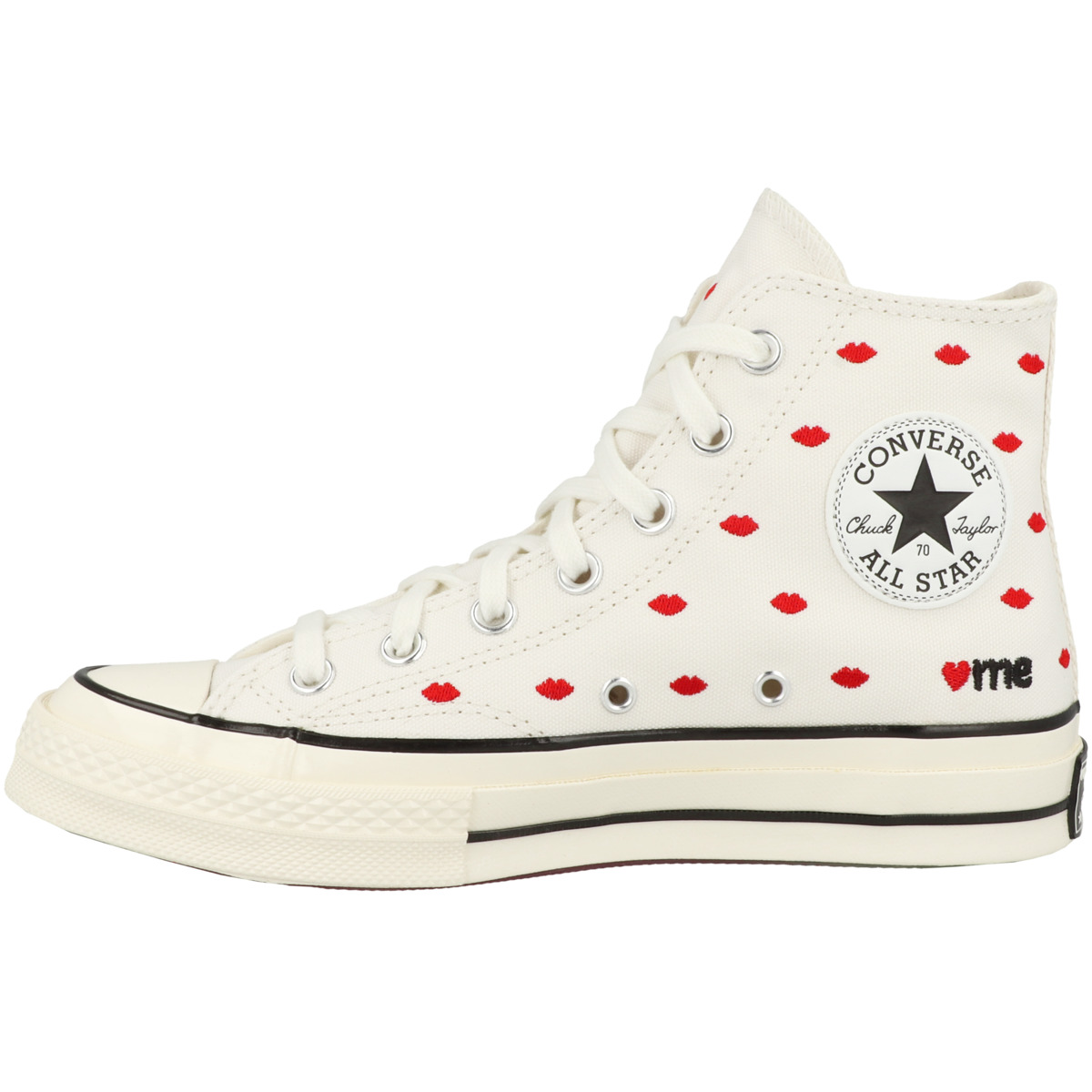 Converse Chuck 70 High Embroidered Lips Sneaker beige