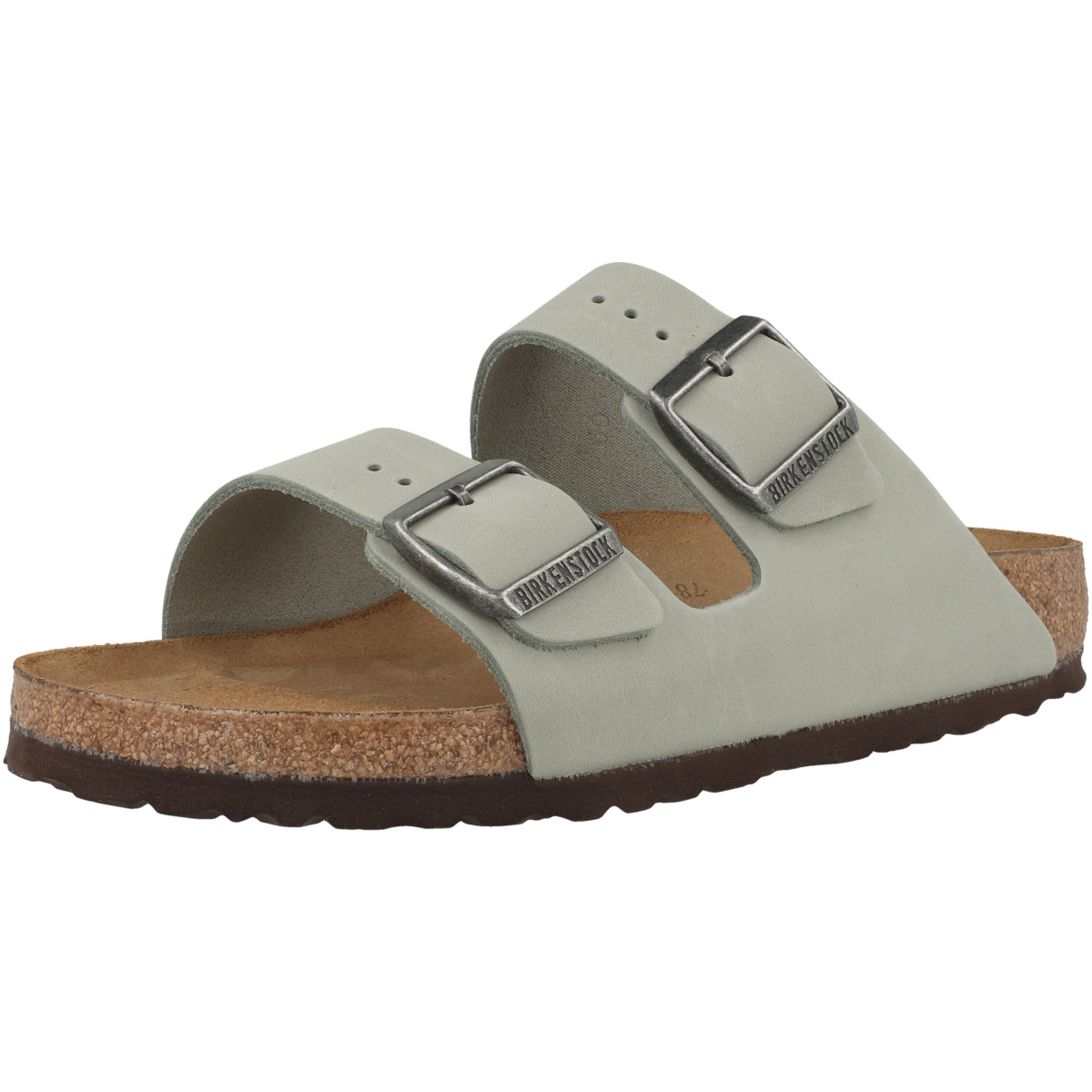 Birkenstock Arizona geöltes Nubukleder Sandale schmal gruen