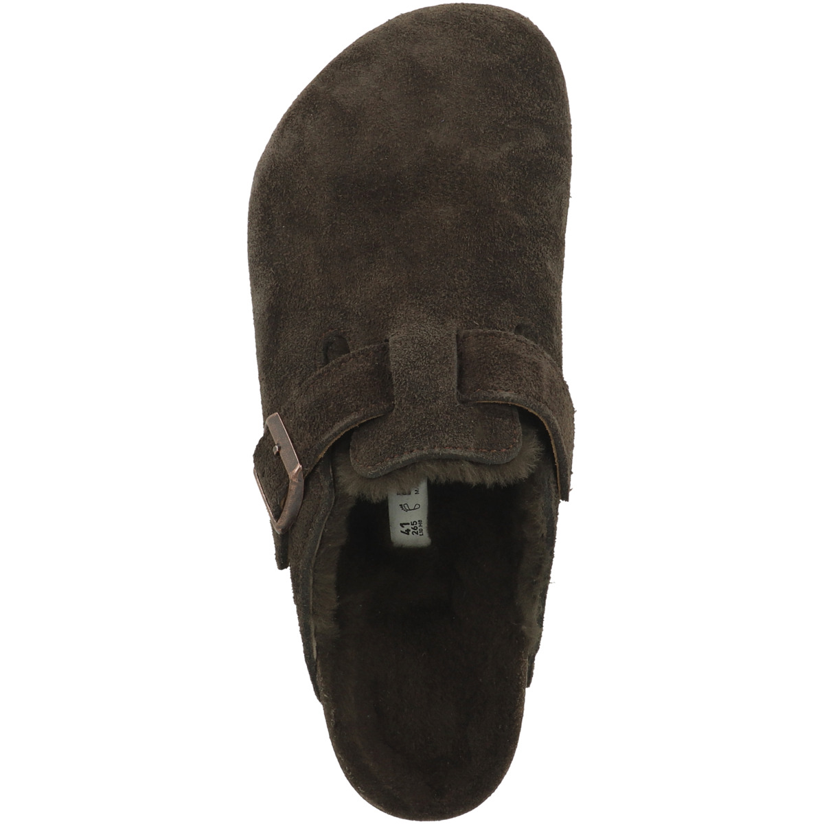 Birkenstock Boston Lammfell Veloursleder Clogs normal dunkelbraun