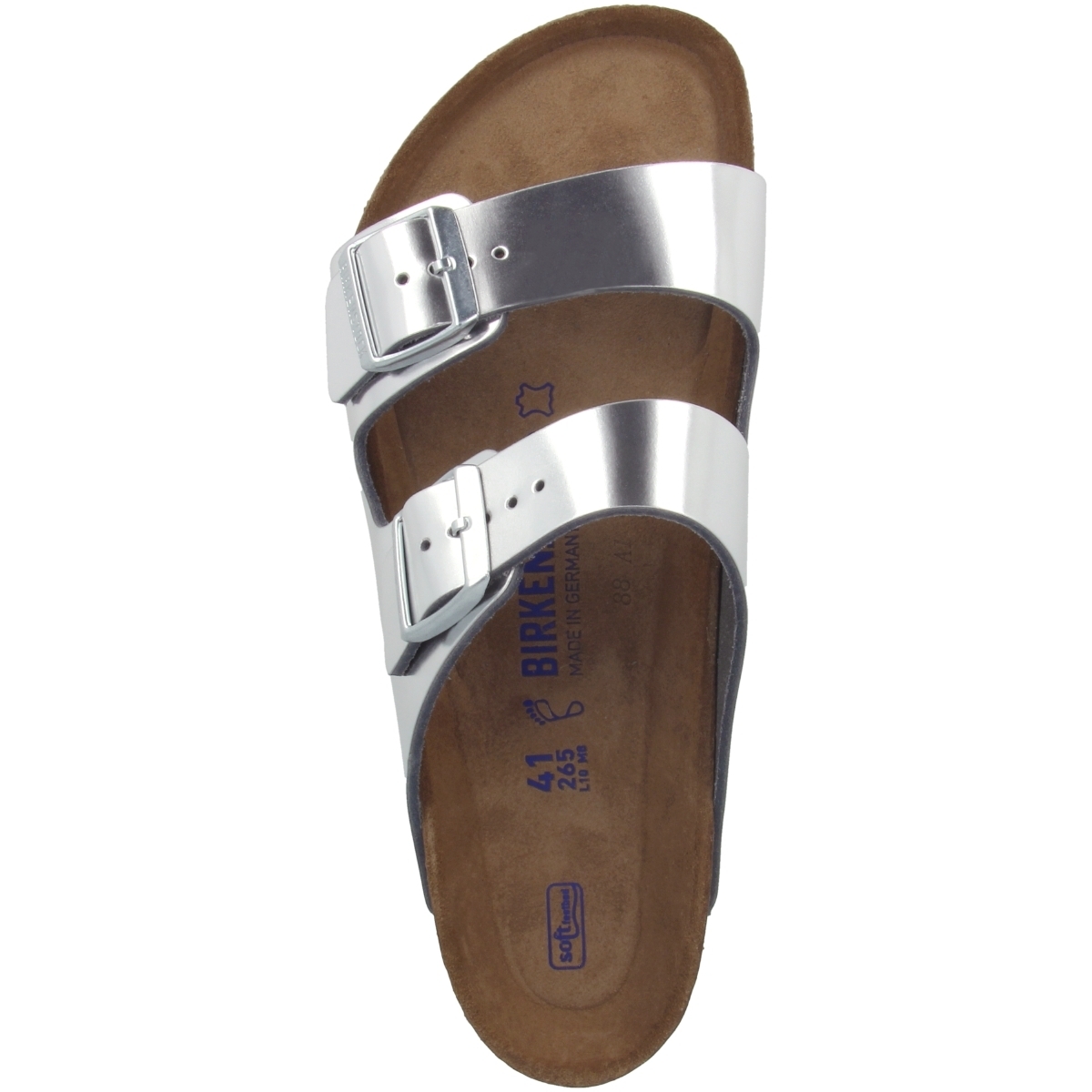 Birkenstock Arizona SFB Leder schmal Sandale silber