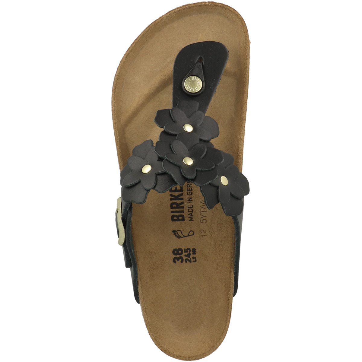 Birkenstock Gizeh Flowers Naturleder Zehensandale normal schwarz
