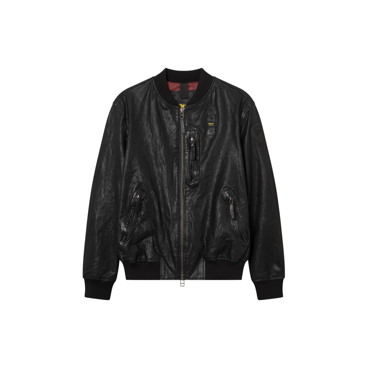 Blauer Faulkner Lederjacke schwarz