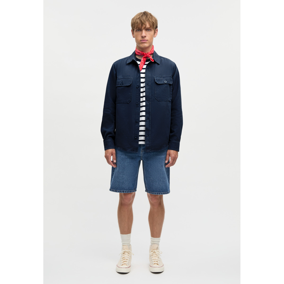 Mads Norgaard Dyed Canvas Skyler Langarmhemd dunkelblau