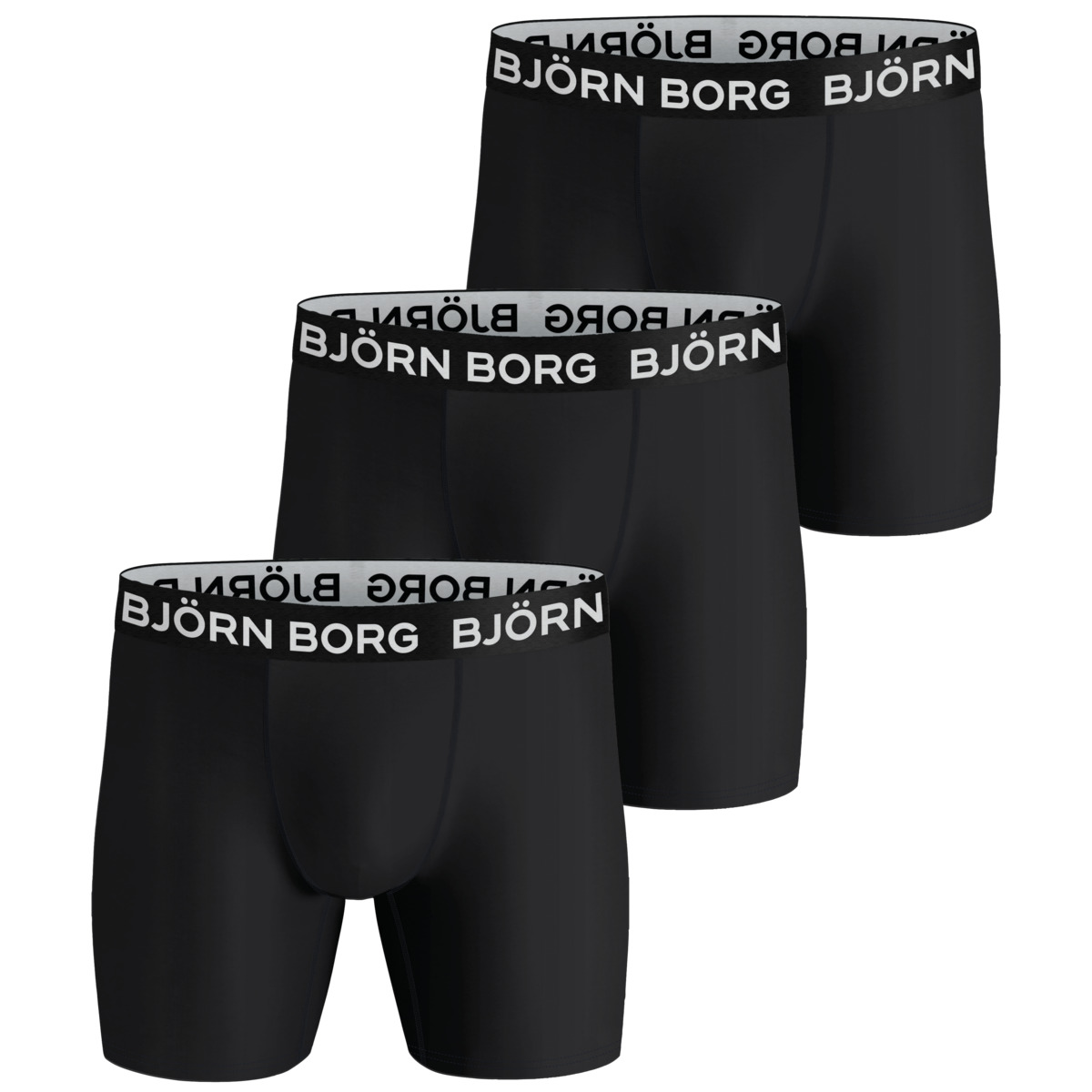 Björn Borg Performance Boxer 3er Pack Boxershorts schwarz