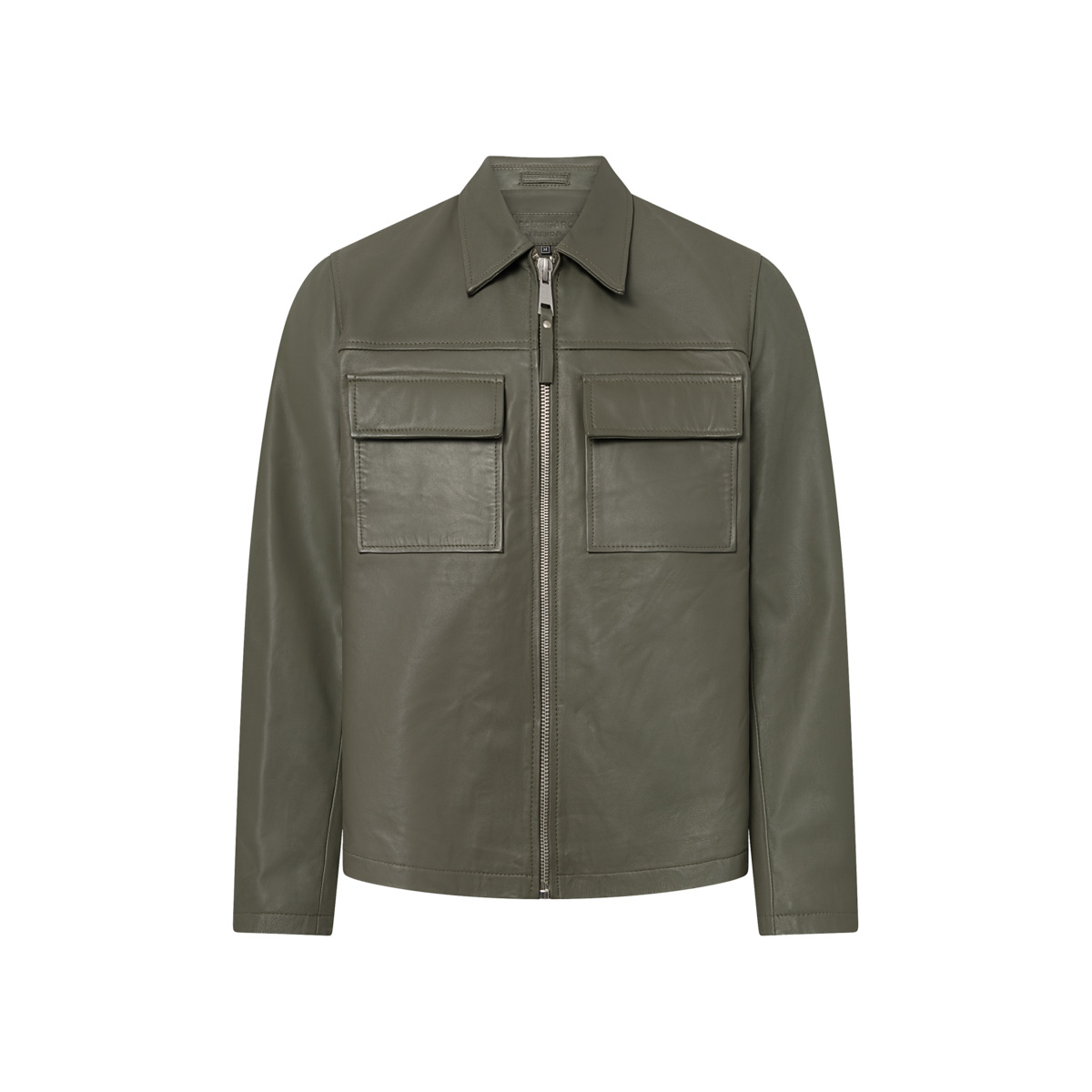 Bolongaro Trevor Turner Shacket Lederjacke dunkelgruen