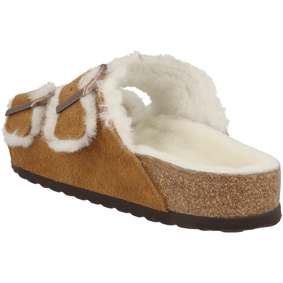 Birkenstock Arizona Lammfell Veloursleder Sandale normal hellbraun