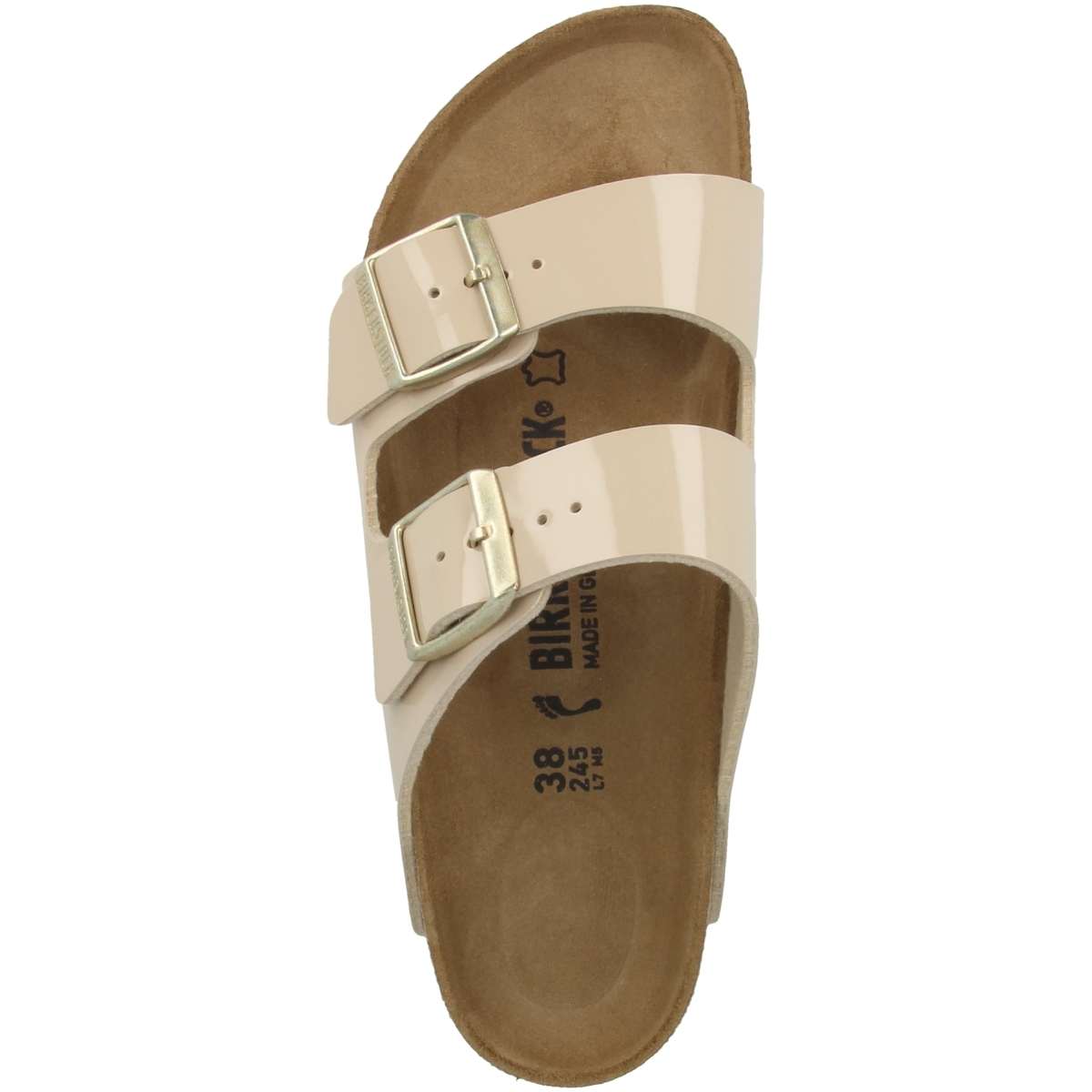 Birkenstock Arizona Birko-Flor Lack Sandale schmal beige