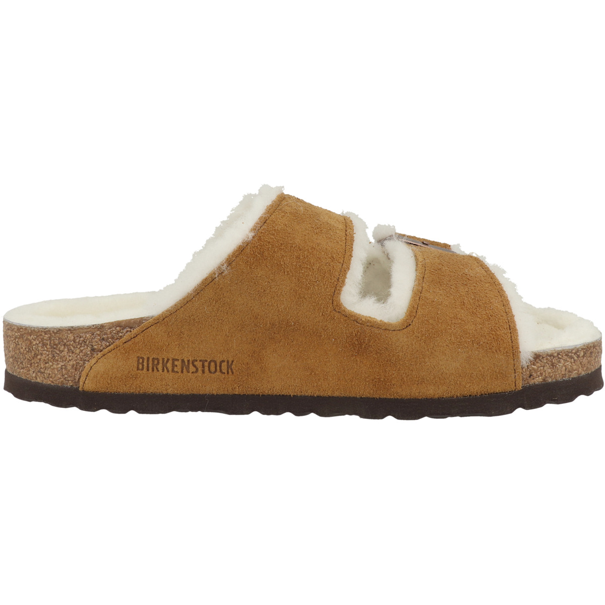 Birkenstock Arizona Lammfell Veloursleder Sandale normal hellbraun