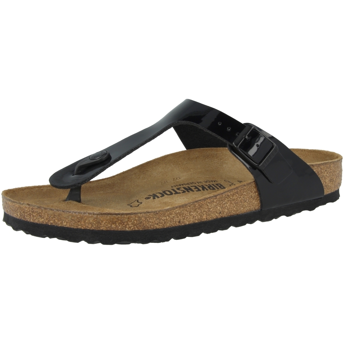 Birkenstock Gizeh Birko-Flor Lack Sandale normal schwarz