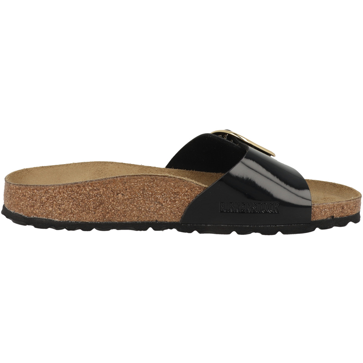 Birkenstock Madrid Big Buckle Birko-Flor Patent Pantolette schmal schwarz