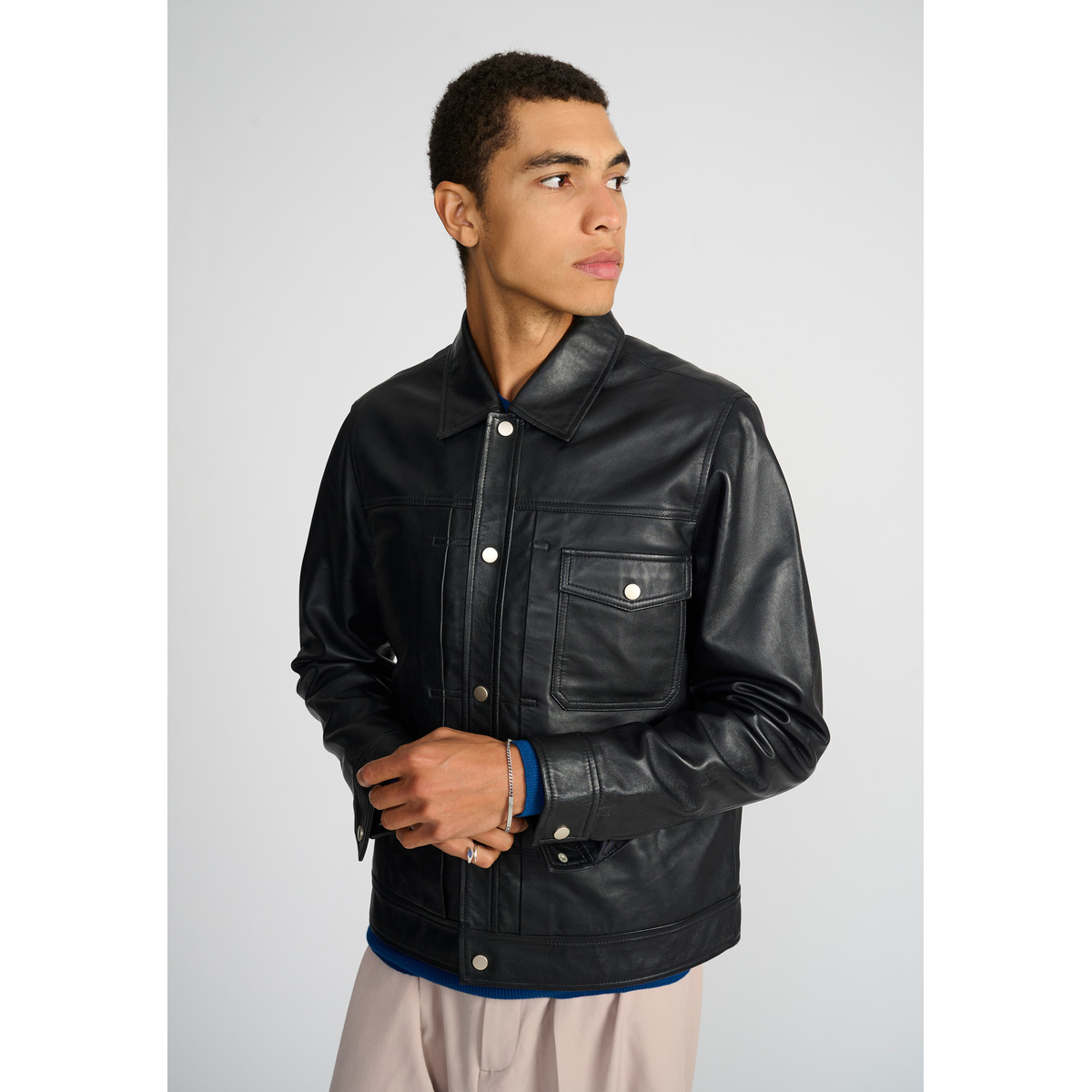Bolongaro Trevor Carlos Trucker Lederjacke schwarz