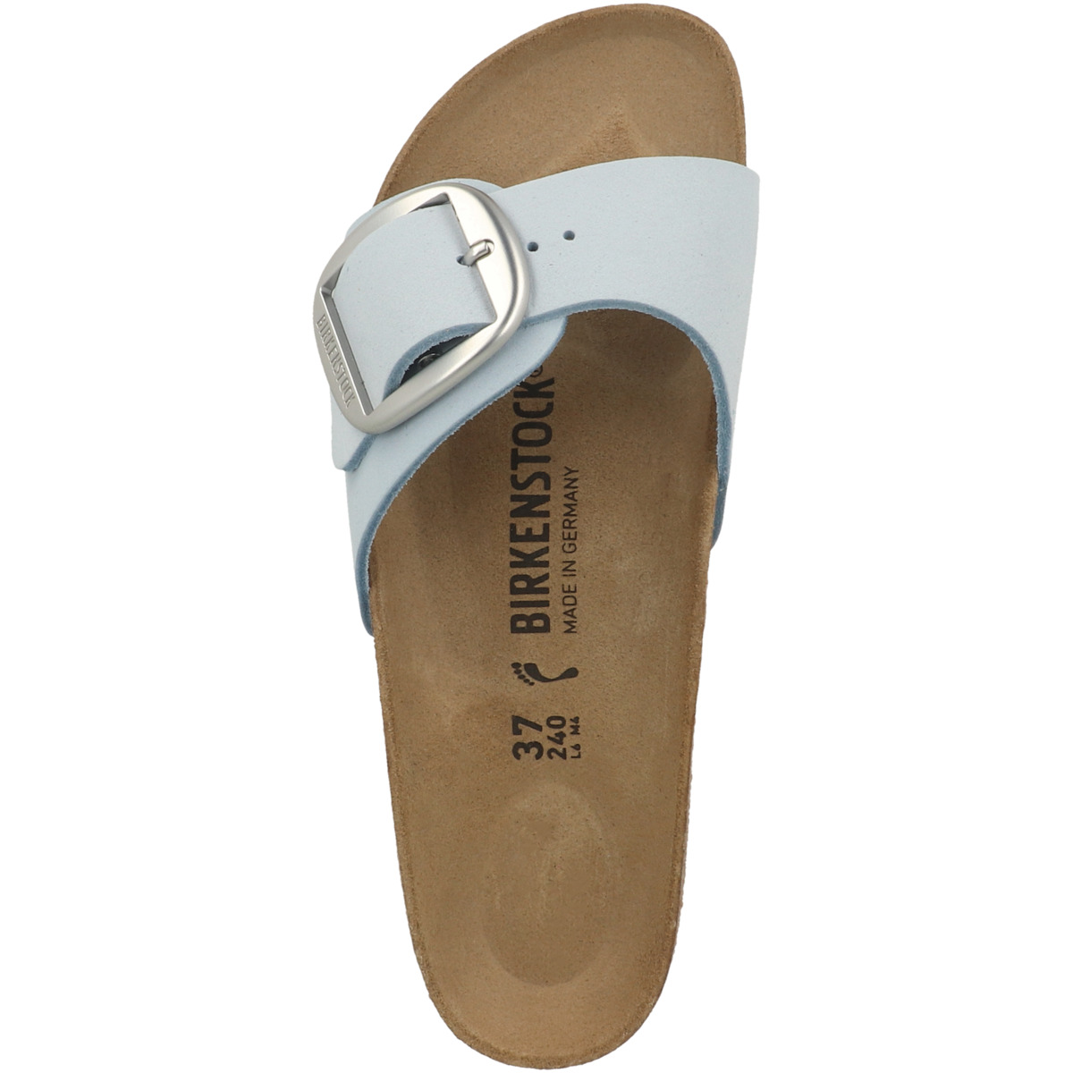 Birkenstock Madrid Big Buckle Nubukleder Sandale schmal hellblau