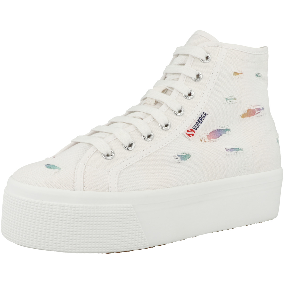Superga 2708 Ripped Multicolor Cotton Sneaker weiss