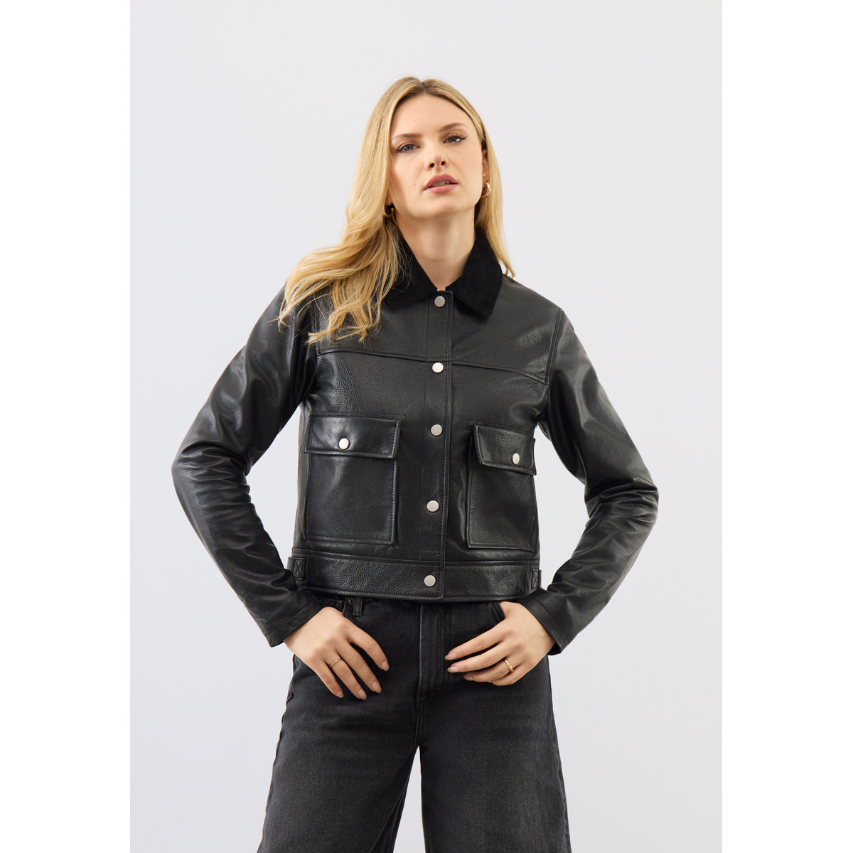 Bolongaro Trevor Caris Trucker Lederjacke schwarz