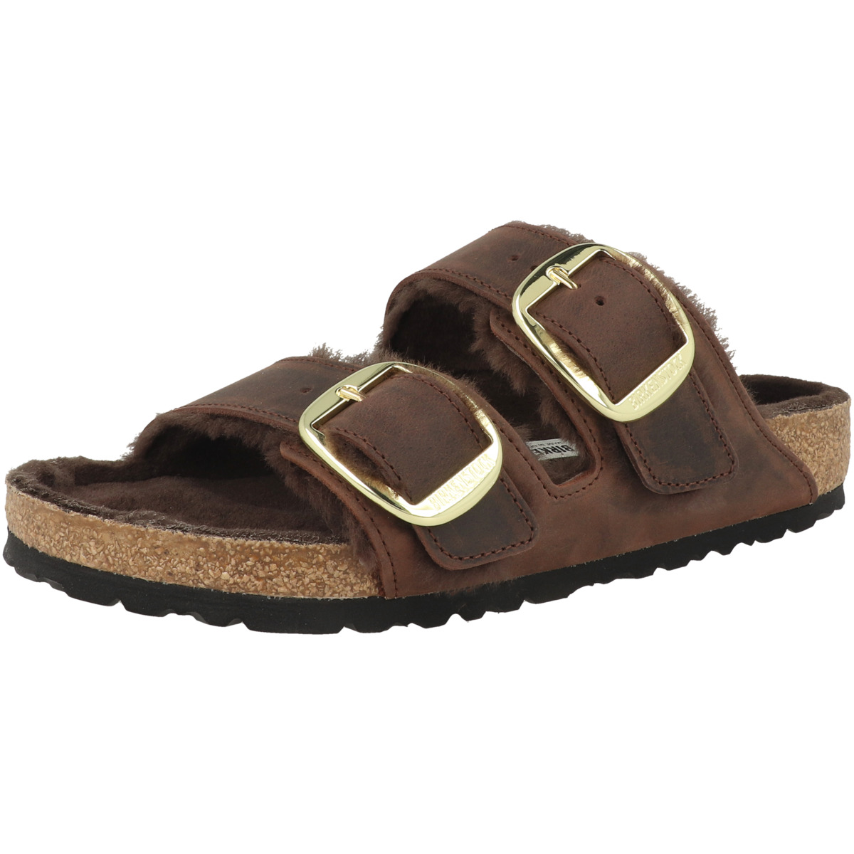 Birkenstock Arizona Big Buckle Lammfell geöltes Nubukleder Sandale normal dunkelbraun