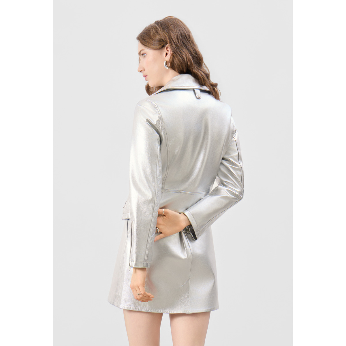 Bolongaro Trevor Cora Biker Lederjacke silber