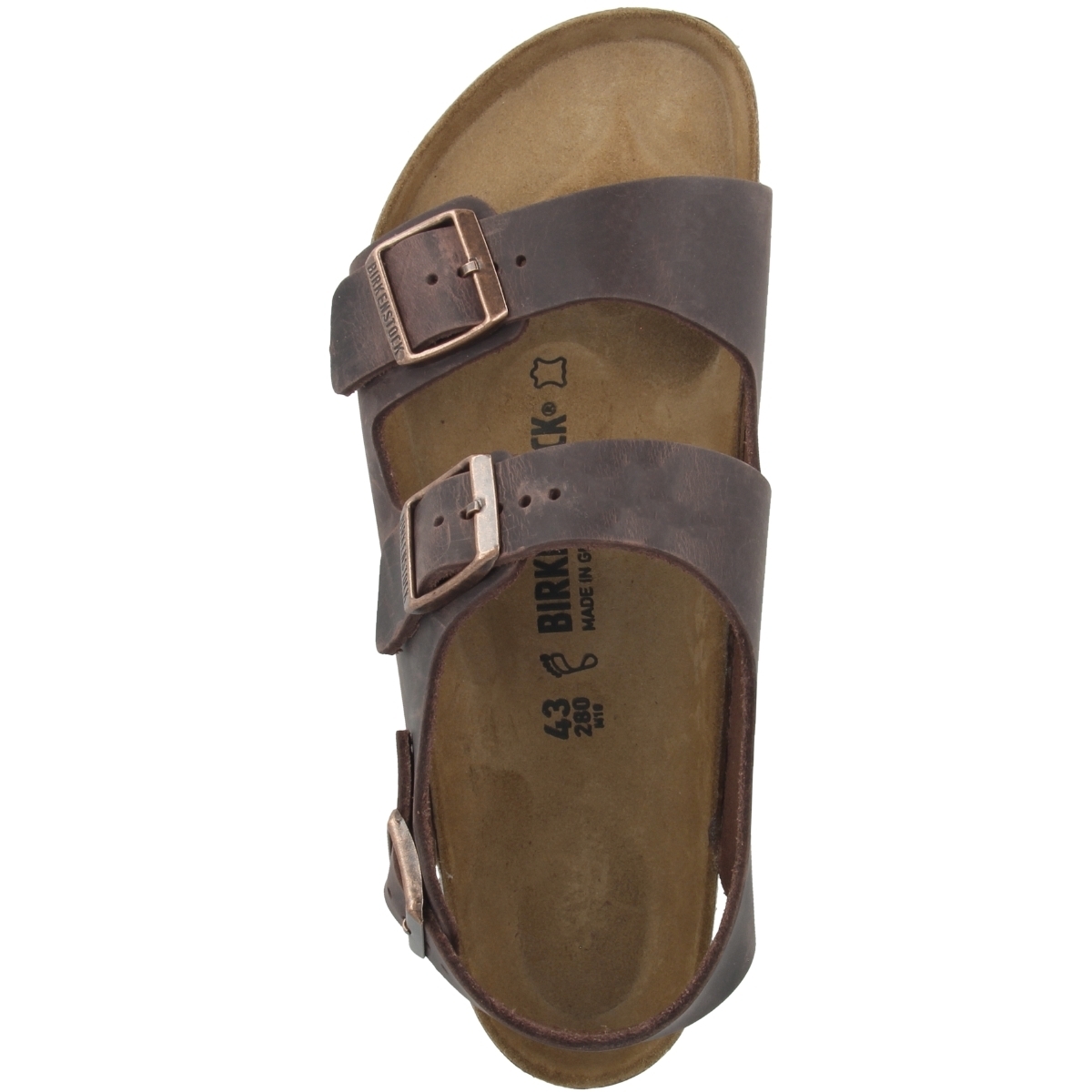 Birkenstock Milano Geöltes Nubukleder Sandale normal braun