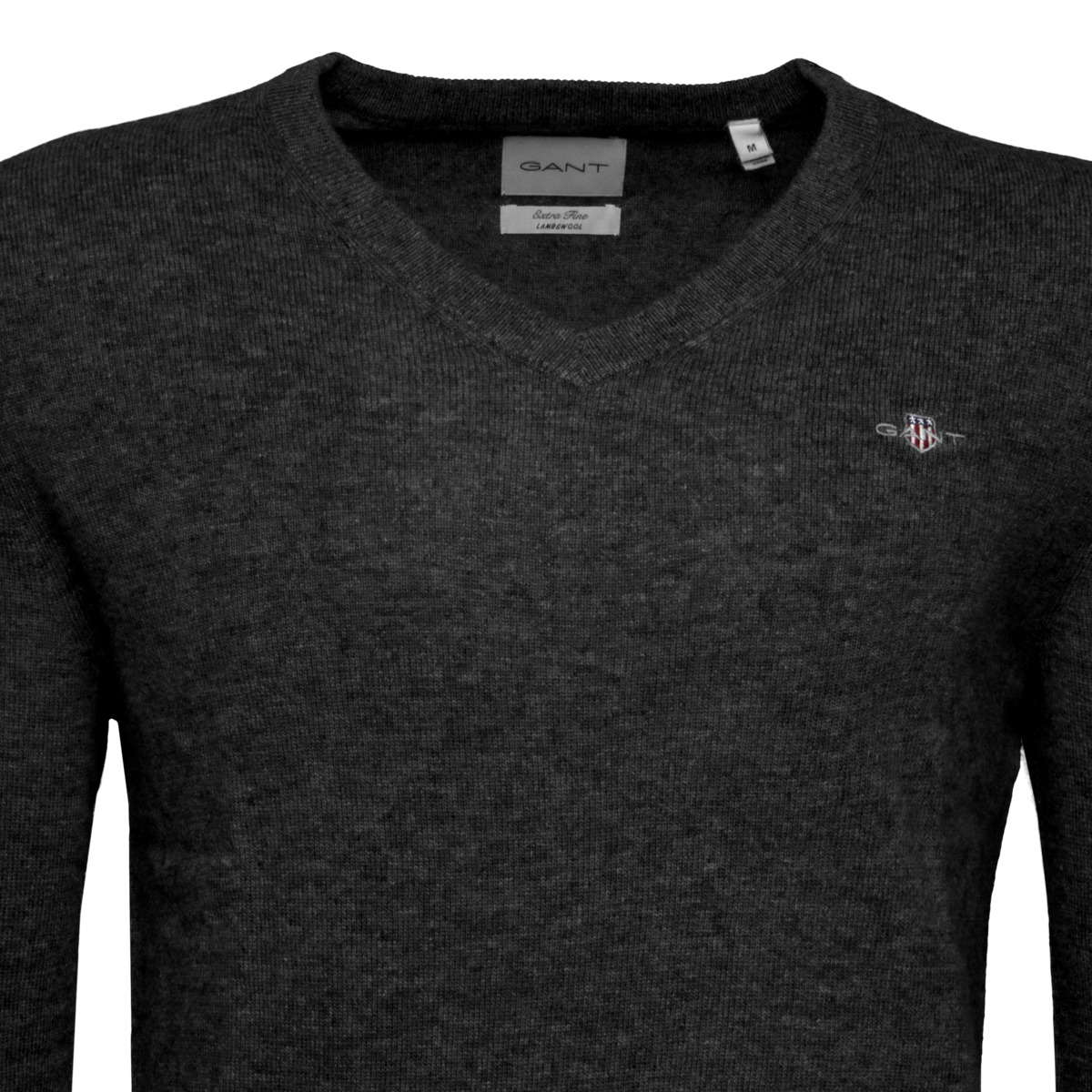 GANT Extrafine Lambswool V-Neck Pullover schwarz