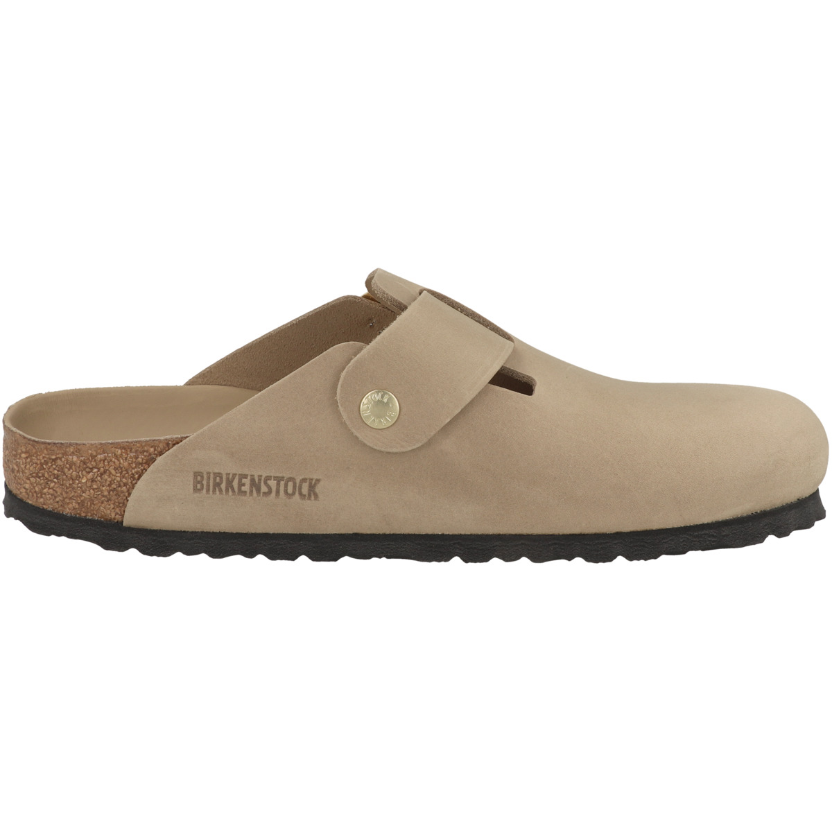 Birkenstock Boston Big Buckle Nubukleder geölt Clogs schmal hellbraun