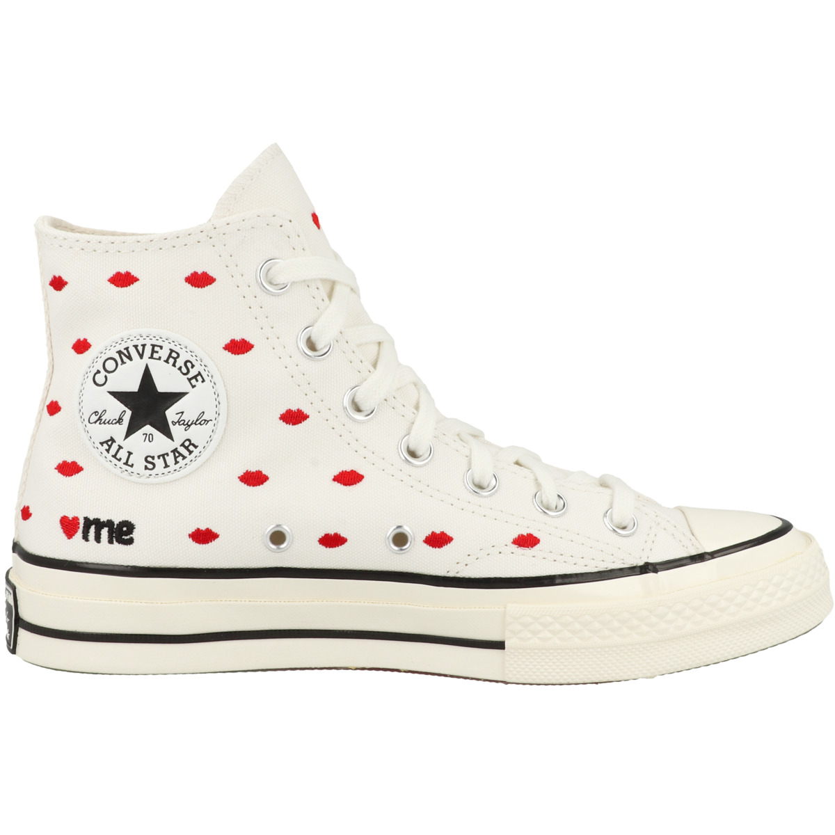 Converse Chuck 70 High Embroidered Lips Sneaker beige