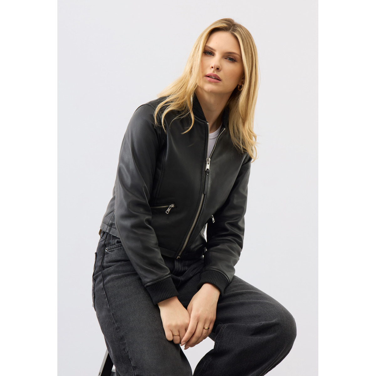 Bolongaro Trevor Darcie Bomber Lederjacke schwarz