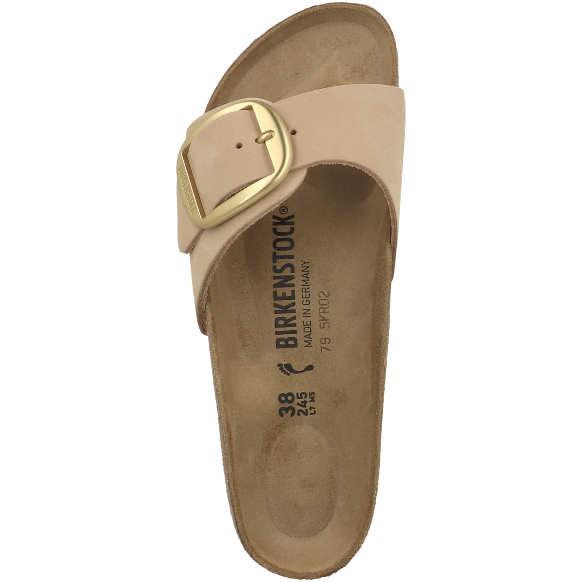 Birkenstock Madrid Big Buckle Nubukleder Sandale schmal hellbraun