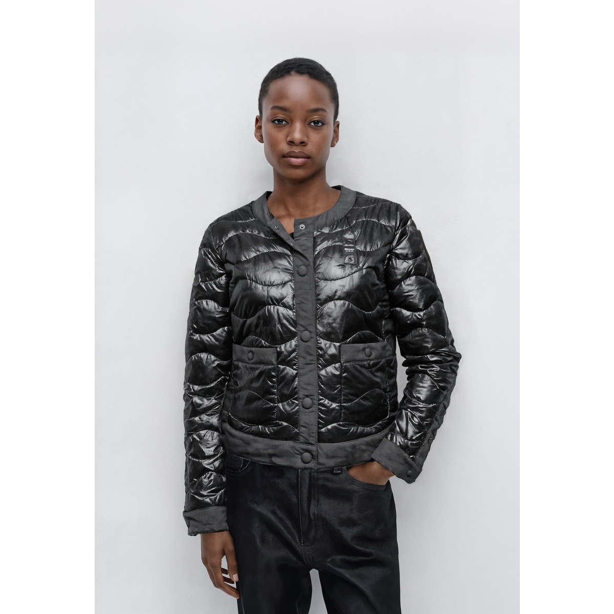 Blauer Hadley Steppjacke schwarz