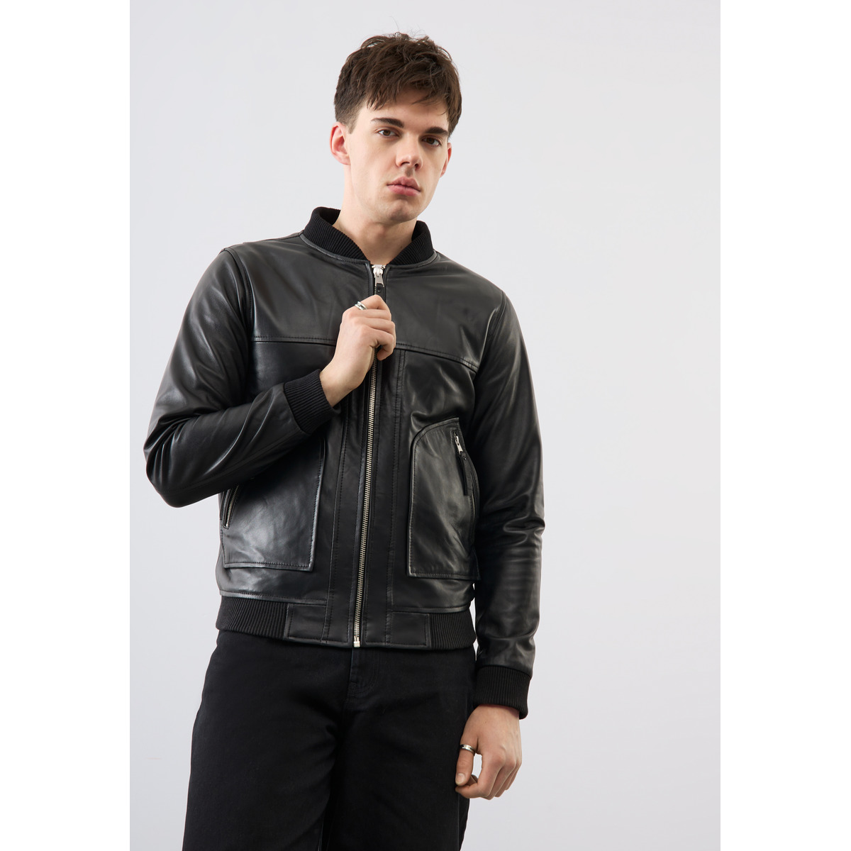 Bolongaro Trevor Hayden Bomber Lederjacke schwarz